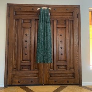 Halston Womens Formal Dress Metallic Evening - Agave (Green)